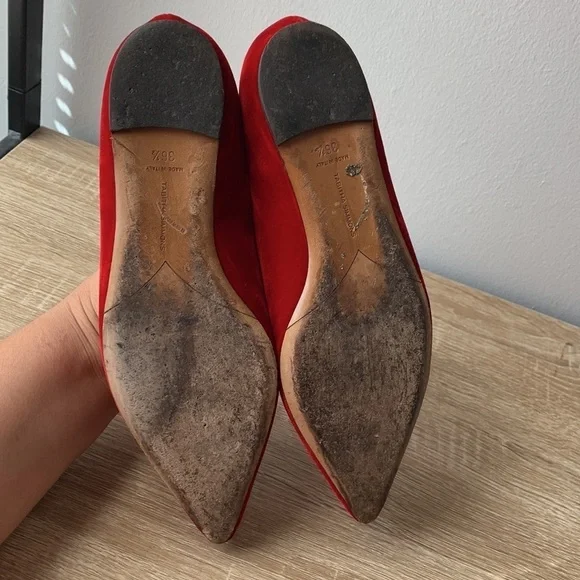 Tabitha Simmons Alexa Red Velvet Pointed Flats size 6.5 - Picture 9 of 10